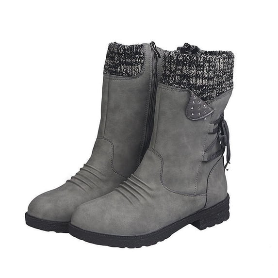 Babysbule Womens Shoes Autumn And Winter Woolen Yarn Snow Boots Back Strap Plus Size Boots Women