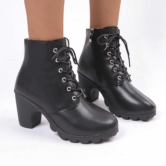 Babysbule Womens Shoes Clearance, Autumn And Winter Thick Heel Lace Pp Nude Boots High Heel Ankle Boots Women