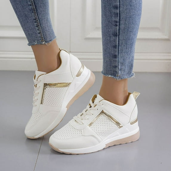 Babysbule Womens Shoes Clearance, Lace-up Casual Platform Wedge Heel Sequined Single Shoes Sneakers Women