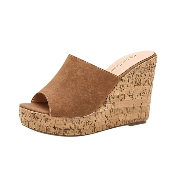 Babysbule Womens Shoes Clearance, Summer New Large Size Women's With Slope And High Heel Fish Mouth Slippers