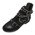 thumbnail image 1 of Babysbule Womens Shoes Women Fashion Rivet Belt Buckle Ankle Boot Student Casual Large Size Single Boot, 1 of 9