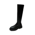 thumbnail image 1 of Babysbule Womens Shoes Women's Black Sleeve Thick Soled Knee Length High Tube Stretch Long Tube Knight Boots, 1 of 3