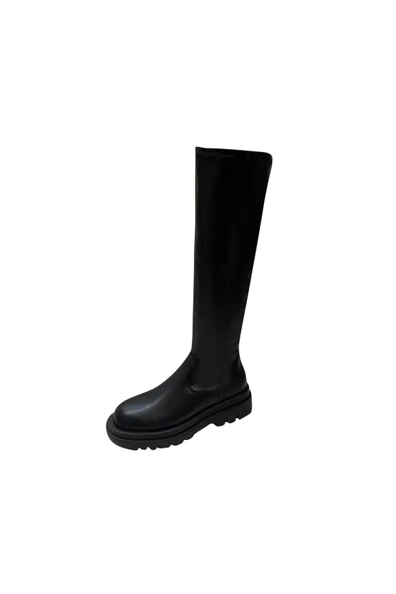 Womens Shoes Women's Black Sleeve Thick Soled Knee Length High Tube Stretch Long Tube Knight Boots