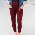 thumbnail image 1 of Babysbule Womens Slim Solid Pants Women's Casual High-Waisted Pleated Leggings With Pocket Nine-Quarter Pants, 1 of 6
