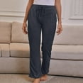 thumbnail image 1 of Babysbule Womens Straight Pants Womens Fashion Summer Solid Casual Pocket Elastic Waist Long Pants, 1 of 4