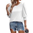 thumbnail image 1 of Babysbule Womens Summer Tops 3/4 Sleeve Tops Puff Sleeve Elbow Length Printed Tops for Women Boat Neck, 1 of 9