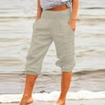 thumbnail image 1 of Babysbule Womens Summer Short Pants Women's Loose Wide Leg Pants Cotton Linen Trousers Straight Pants Casual Pants, 1 of 7