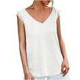 thumbnail image 1 of Babysbule Womens Summer Top Fashion Women Summer Sleeveless Solid Color V-Neck Lace Casual Blouse Tops, 1 of 5