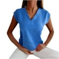 thumbnail image 1 of Babysbule Womens Summer Top Women Casual T-shirt Solid Short Sleeve V-Neck Pullover Blouse Tops, 1 of 8