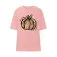 thumbnail image 1 of Babysbule Womens Summer Top Women's Pumpkin Shirt Women Plaid Leopard Graphic Tees Cute Short Sleeve Fall Shirt Thanksgiving Gift Tops, 1 of 5