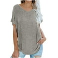 thumbnail image 1 of Babysbule Womens Summer Top Women's Short Sleeve Tops V Neck Solid Color Casual Shirts Loose Fit Basic Blouse, 1 of 8