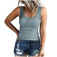 thumbnail image 1 of Babysbule Womens Summer Tops Clearance Women Casual Tanks Sleeveless Buttons Slimming Solid Pullover Vest Blouse Tops, 1 of 8