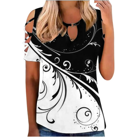 Babysbule Womens Summer Tops Women's Fashion Tops Easter Printe Casual Loose Fit Tee Shirts Blouse Print O-neck Shirt