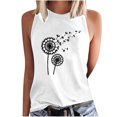 thumbnail image 1 of Babysbule Womens Summer Tops Women Dandelions Print Tank Fit O-Neck Sleeveless Block Shirts Tunic Tee Tops, 1 of 9