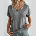 thumbnail image 1 of Babysbule Womens Summer Tops Women Loose Casual Short Sleeve V-Neck Solid Casual Blouse T-shirt Tunic Tops, 1 of 8