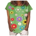 thumbnail image 1 of Babysbule Womens Summer Tops Women's Casual V-Neck Daisy Print Short Sleeve T-Shirt Top, 1 of 5