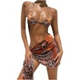thumbnail image 1 of Babysbule Womens Swimsuits Women Leopard Print Strappy Sexy Three-Piece Bikini Push-Up Swimsuit Set, 1 of 9