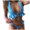 thumbnail image 1 of Babysbule Womens Swimsuits Women Swimwear Ruffles Bandage Two-Piece Swimsuit Bikini Swimming Beachwear, 1 of 8