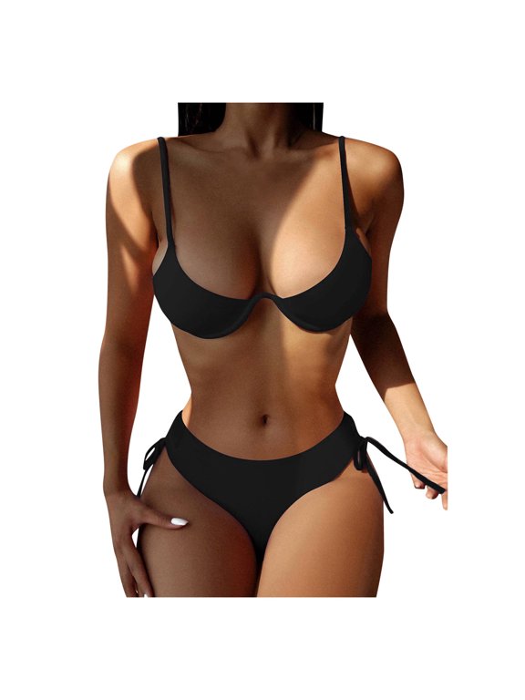 Womens Swimsuits Women's High Waist Drawstring Bikini Split Swimsuit