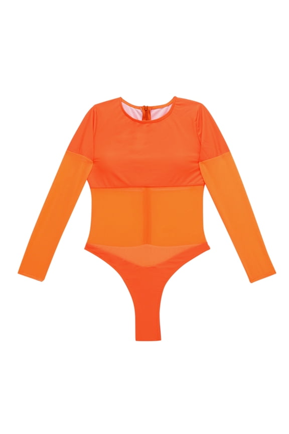 Womens Swimsuits Women's Fashion Bikini Long Sleeve Yarn Stitching One-Piece Swimsuit