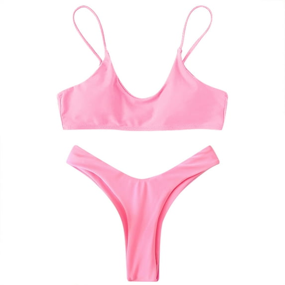 Babysbule Womens Swimsuits Women's Sexy High Breast Contrast Gradient Split Bikini Set One Piece Swimsuit