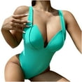 thumbnail image 1 of Babysbule Womens Swimsuits Women's Solid Set Swimsuit One-Piece Filled Bra Swimwear Beachwear, 1 of 7