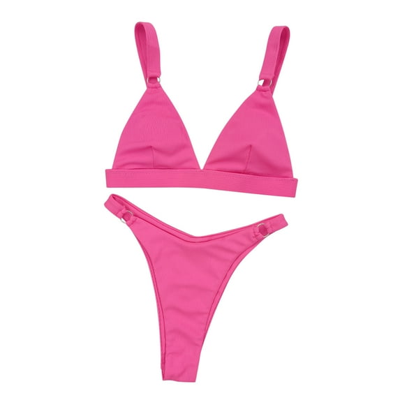 Babysbule Womens Swimsuits Women's Solid Set Swimsuit Two Piece Filled Bra Swimwear Beachwear