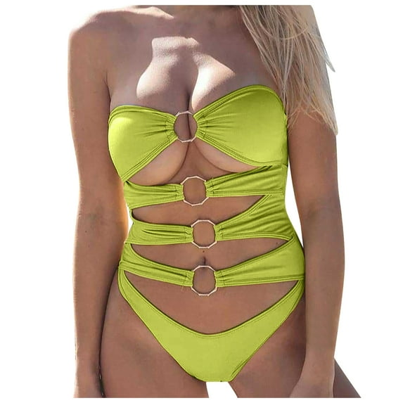 Babysbule Womens Swimsuits Women's one-piece swimsuit European and American solid color bikini