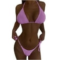 thumbnail image 1 of Babysbule Womens Swimwear Fashion Women Solid Color Backless Bikini Two Pieces Swimwear Swimsuit Beachwear Set, 1 of 9