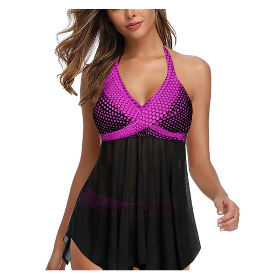 Babysbule Womens Swimwear Clearance, Women Plus Size Print Tankini Swimjupmsuit Swimsuit Beachwear Padded Swimwear
