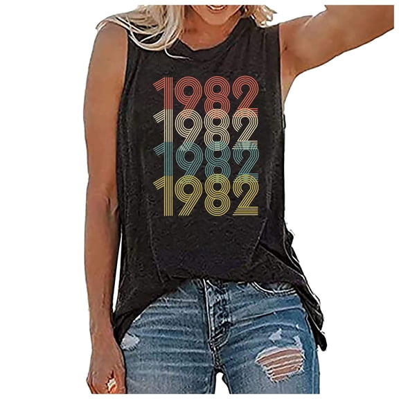 Babysbule Womens Tank Tops 39th Birthday Gift T Shirt for Women Vintage 1982 Original Parts Tee Cute vest