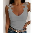thumbnail image 1 of Babysbule Womens Tank Tops Clearance Fashion Sexy Womens V-Neck Patchwork Solid Lace Short Camis Tops Vest, 1 of 8