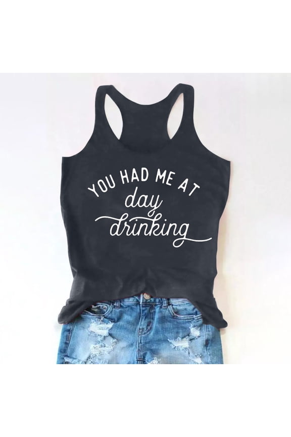 Womens Tank Tops Women's Drinking Tank Tops Adult Girls Summer Beach Funny Graphic Racerback Tanks Vest Sayings Blouse