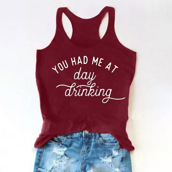 Babysbule Womens Tank Tops Women's Drinking Tank Tops Adult Girls Summer Beach Funny Graphic Racerback Tanks Vest Sayings Blouse