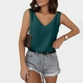 thumbnail image 1 of Babysbule Womens Tank Tops Women V-Neck Summer Satin Sleeveless Blouse Basic Solid Camisole Shirts Tank Tops, 1 of 9