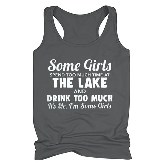 Babysbule Womens Tank Tops Women's Drinking Tank Tops Adult Girls Summer Beach Funny Graphic Racerback Tanks Vest Sayings Blouse