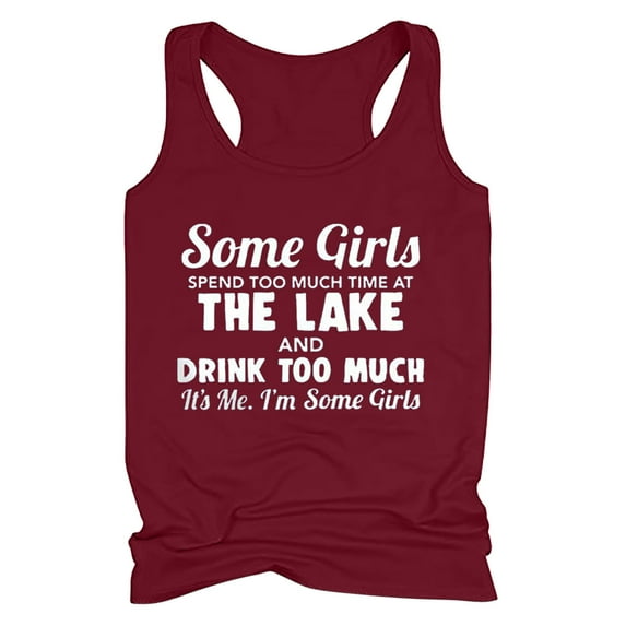 Babysbule Womens Tank Tops Women's Drinking Tank Tops Adult Girls Summer Beach Funny Graphic Racerback Tanks Vest Sayings Blouse