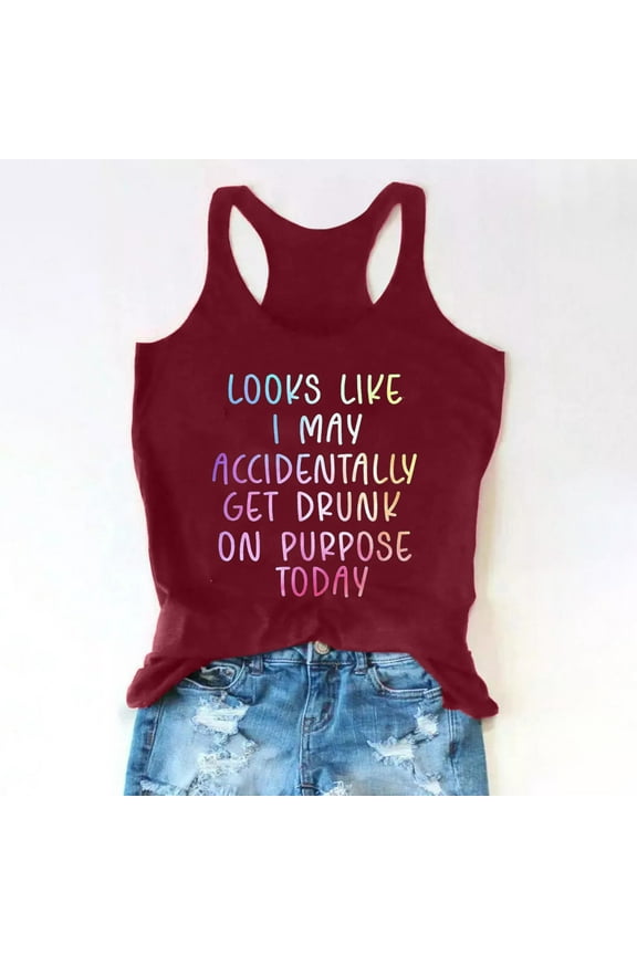 Womens Tank Tops Women's Drinking Tank Tops Adult Girls Summer Beach Funny Graphic Racerback Tanks Vest Sayings Blouse