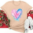thumbnail image 1 of Babysbule Womens Tops Adult's Valentine's Day Cute Heart Print T-shirt Casual Stylish Round Neck Short Sleeve Blouses, 1 of 5