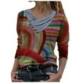 thumbnail image 1 of Babysbule Womens Tops Casual Loose Women Tie-dye Printed Embroidery Collar Long Sleeve Pullover Blouse Tops On Outfit, 1 of 3