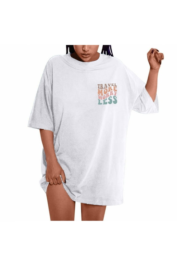 Womens Tops Oversized T Shirts For Women Plus Size Slogan Graphic Drop Shoulder Short Sleeve Tops Summer Loose Pullover Tees