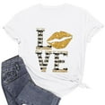 thumbnail image 1 of Babysbule Womens Tops Unisex Crewneck T-shirts LOVE Print Classic Comfortable Blouses Valentines Tops, 1 of 5