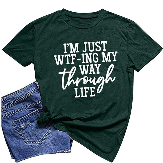 Babysbule Womens Tops Women Girls Plus Size Print Tees Short Sleeve Round Neck T Shirt Blouse Tops