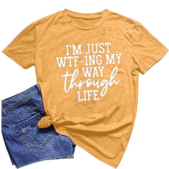 Babysbule Womens Tops Women Girls Plus Size Print Tees Short Sleeve Round Neck T Shirt Blouse Tops