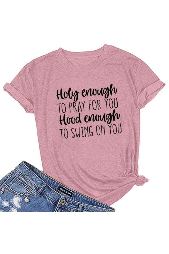 Womens Tops Women Letter Printing Short Sleeve Shirt Casual Tops Blouse