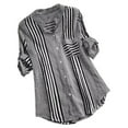 thumbnail image 1 of Babysbule Womens Tops Women Plus Size Three Quarter Striped Print V-Neck Loose Fit Top T-Shirt Blouse, 1 of 5