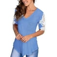 thumbnail image 1 of Babysbule Womens Tops Clearance Women's Lace Short Sleeve V-Neck T-Shirt Loose Casual Summer Tee Tops, 1 of 4