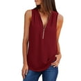 thumbnail image 1 of Babysbule Womens Tops Clearance Women's Summer Shirts Zip Casual Tunic V-Neck Rollable Blouse Tops T-Shirt, 1 of 6
