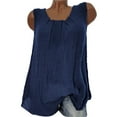 thumbnail image 1 of Babysbule Womens Tops Womens Cotton Linen Sleeveless Baggy T-shirt Vest Tee Blouse Tank Tops Plus Size, 1 of 2