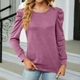 thumbnail image 1 of YUNAFFT Womens Tops Clearance, Women's Fashion Deep Round- Neck Solid Button Long Sleeve Blouse Shirt Top, 1 of 4